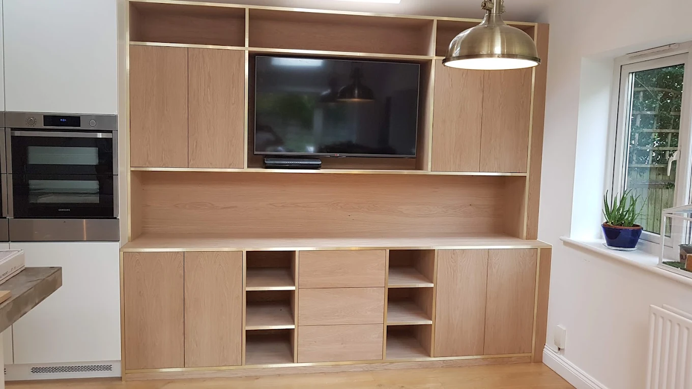 Custom built media unit and shelving